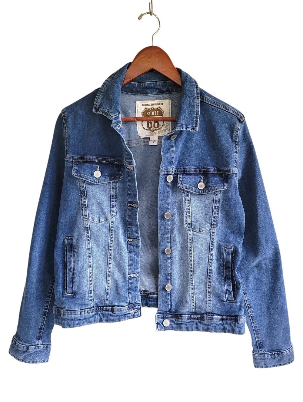 Route 66 Women's Blue Denim Jacket Stretchy Medium